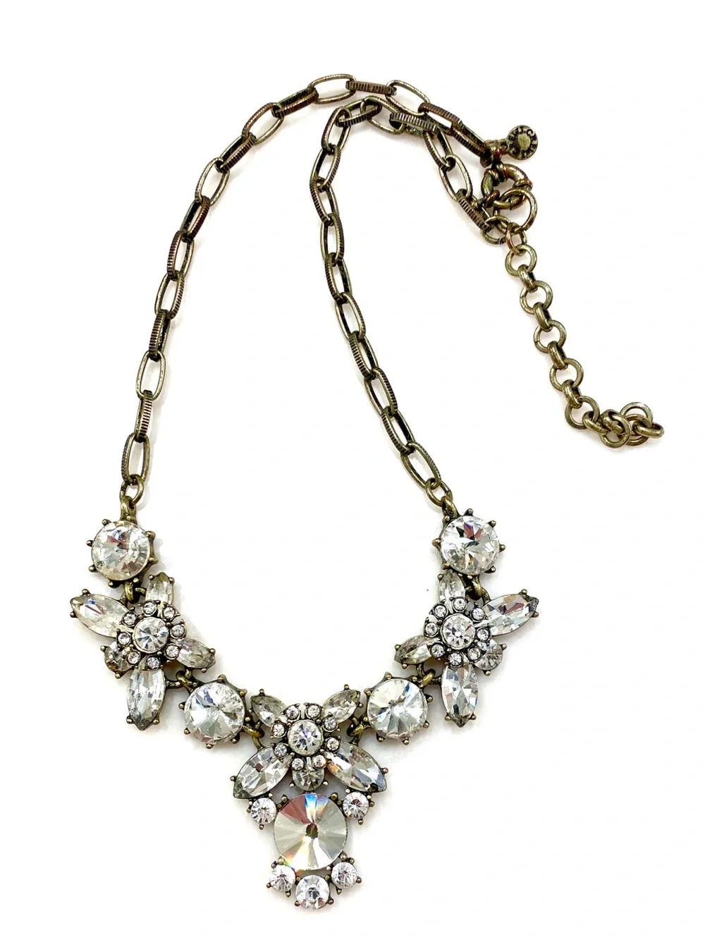 J. Crew Vintage Gold-Tone Crystal Floral Statement Necklace